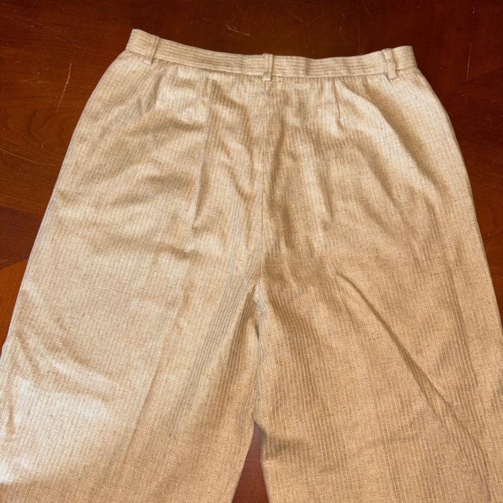 Barry Bricken | Vintage | Women's Size 10 Tan Striped Silk Blend Wide Leg Pants - Picture 11 of 11